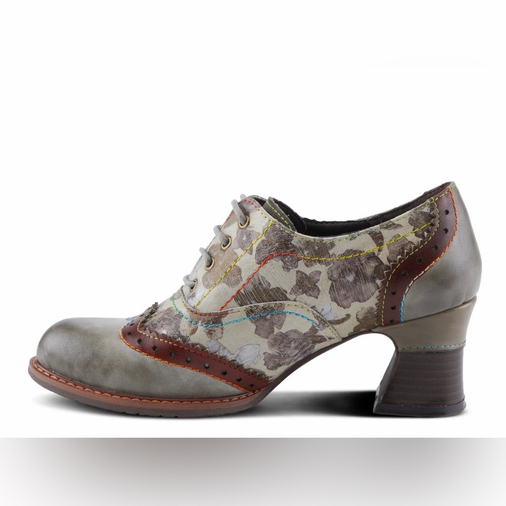 NEW L'ARTISTE SPRING STEP Perrine Shoes Oxford Bootie Grey Multi 38 7.5 -8 - Picture 2 of 15
